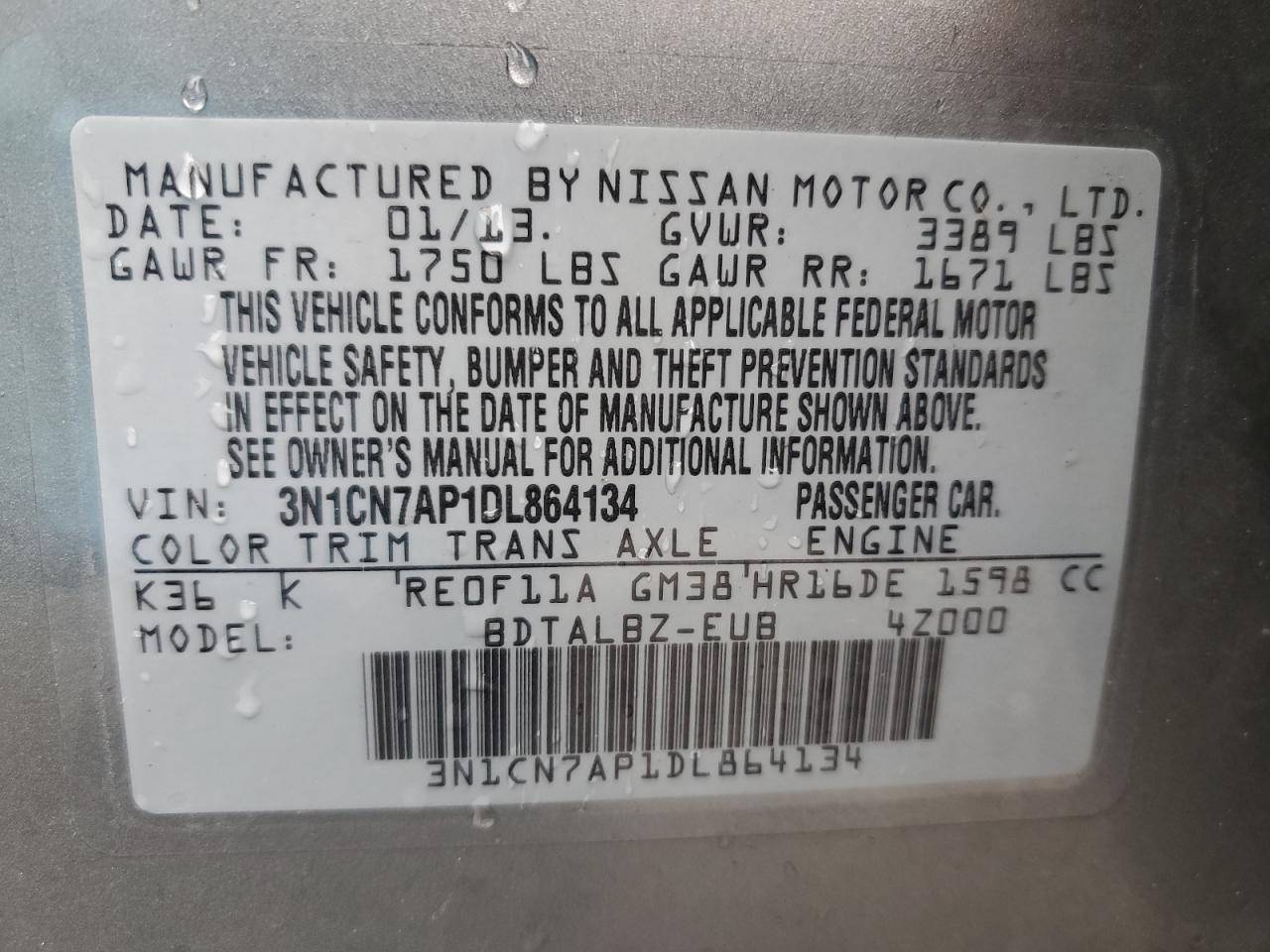 2013 NISSAN VERSA