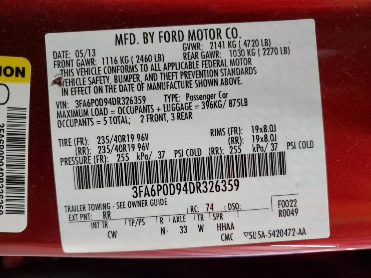2013 FORD FUSION