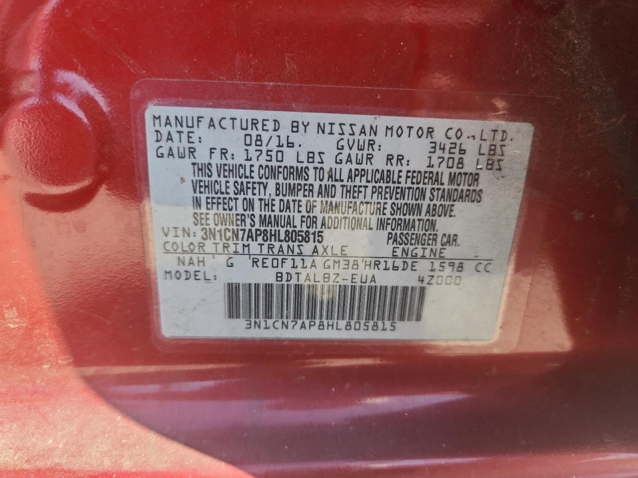 2017 NISSAN VERSA