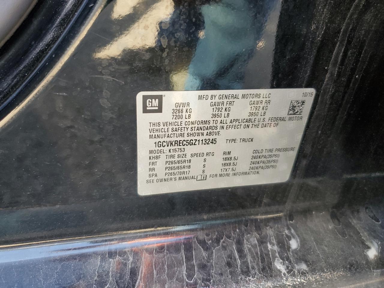 2016 CHEVROLET SILVERADO 1500