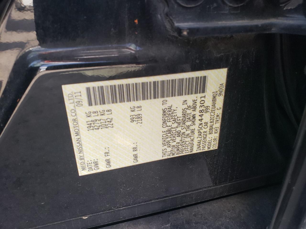 2012 NISSAN ALTIMA