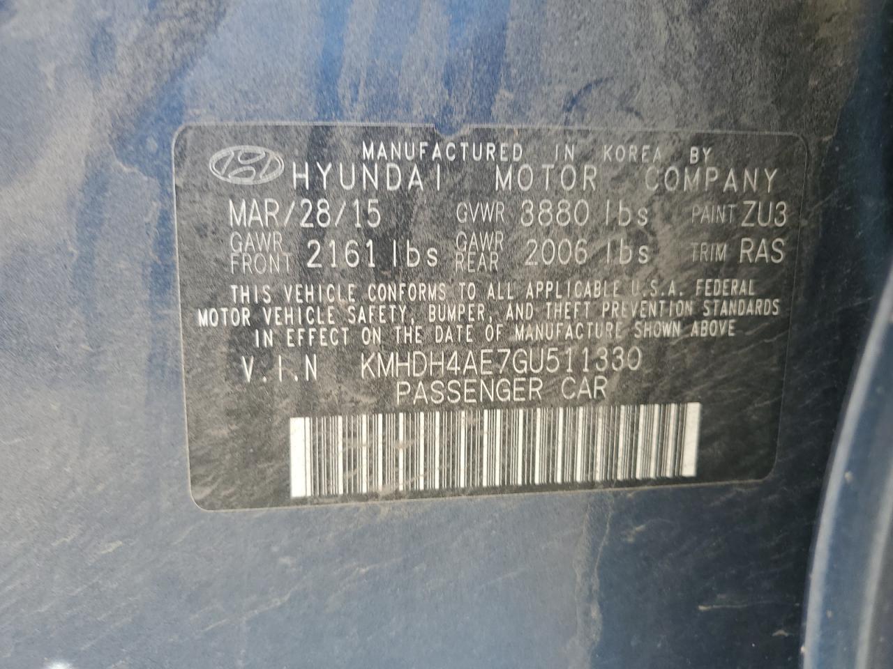 2016 HYUNDAI ELANTRA