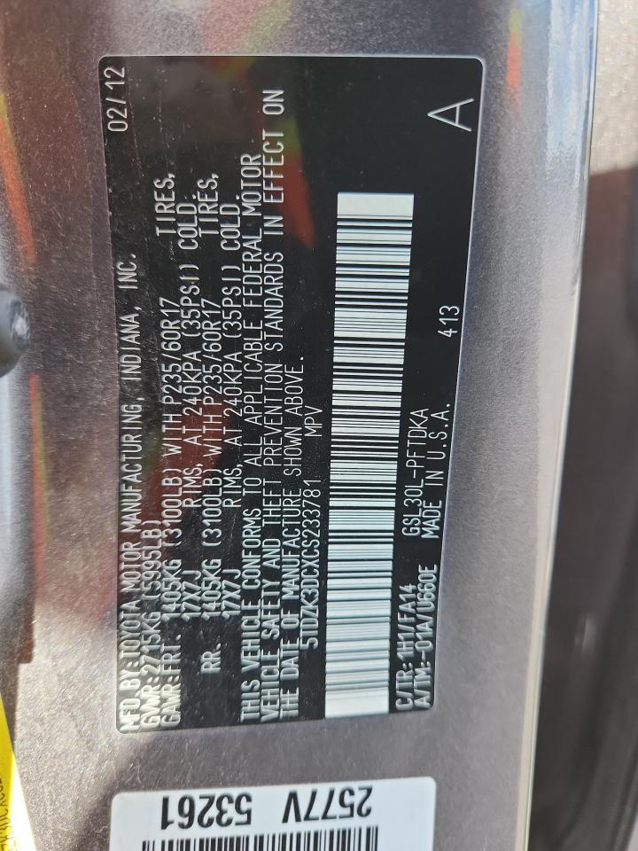 2012 TOYOTA SIENNA