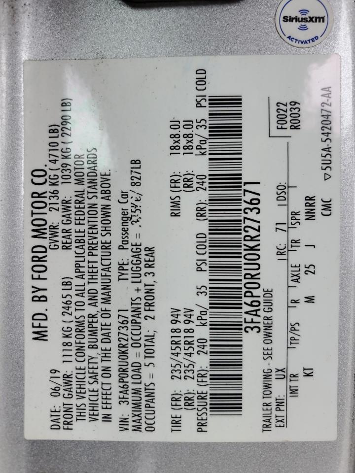 2019 FORD FUSION