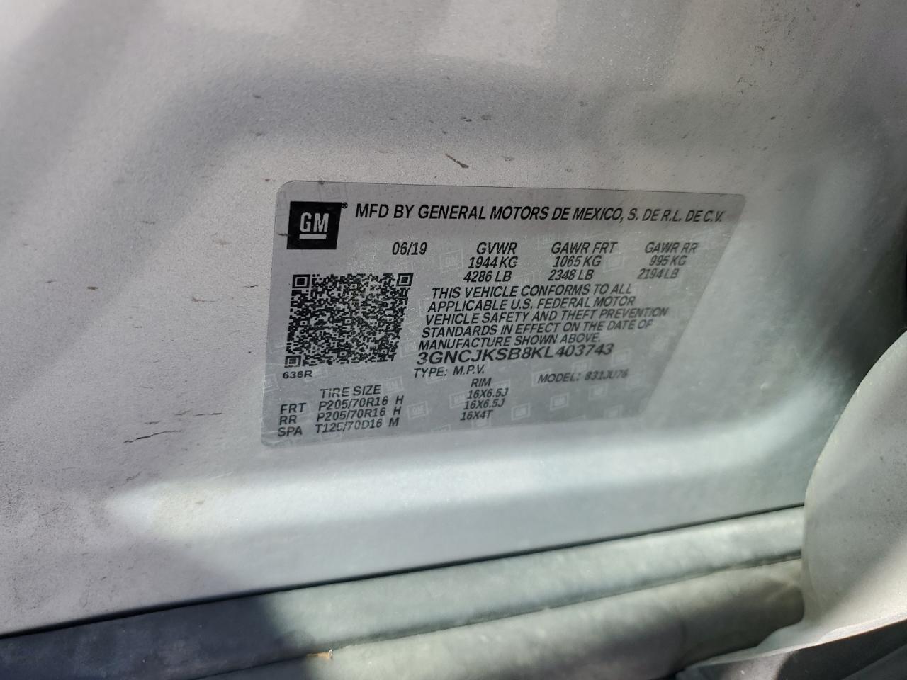 2019 CHEVROLET TRAX