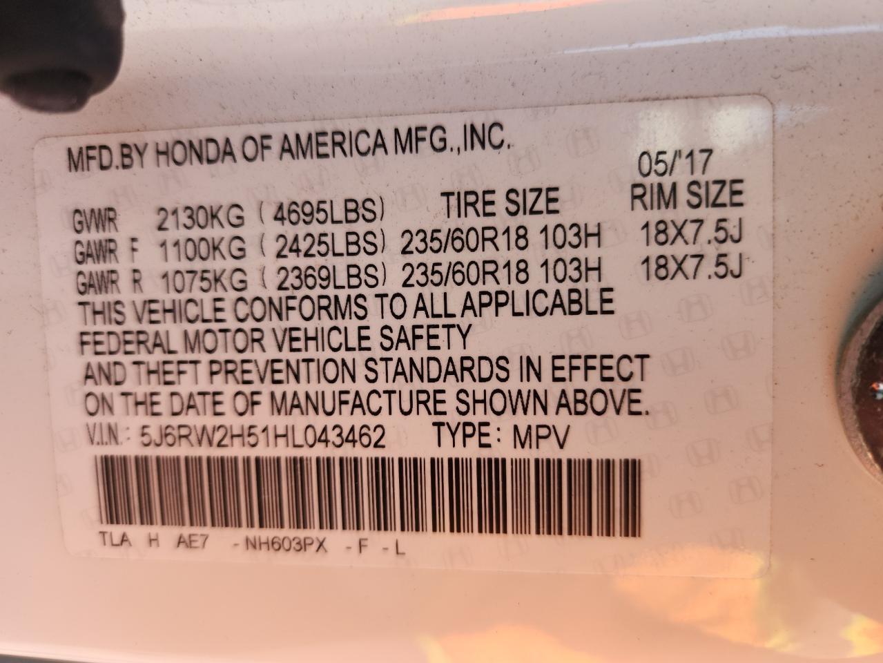 2017 HONDA CR-V