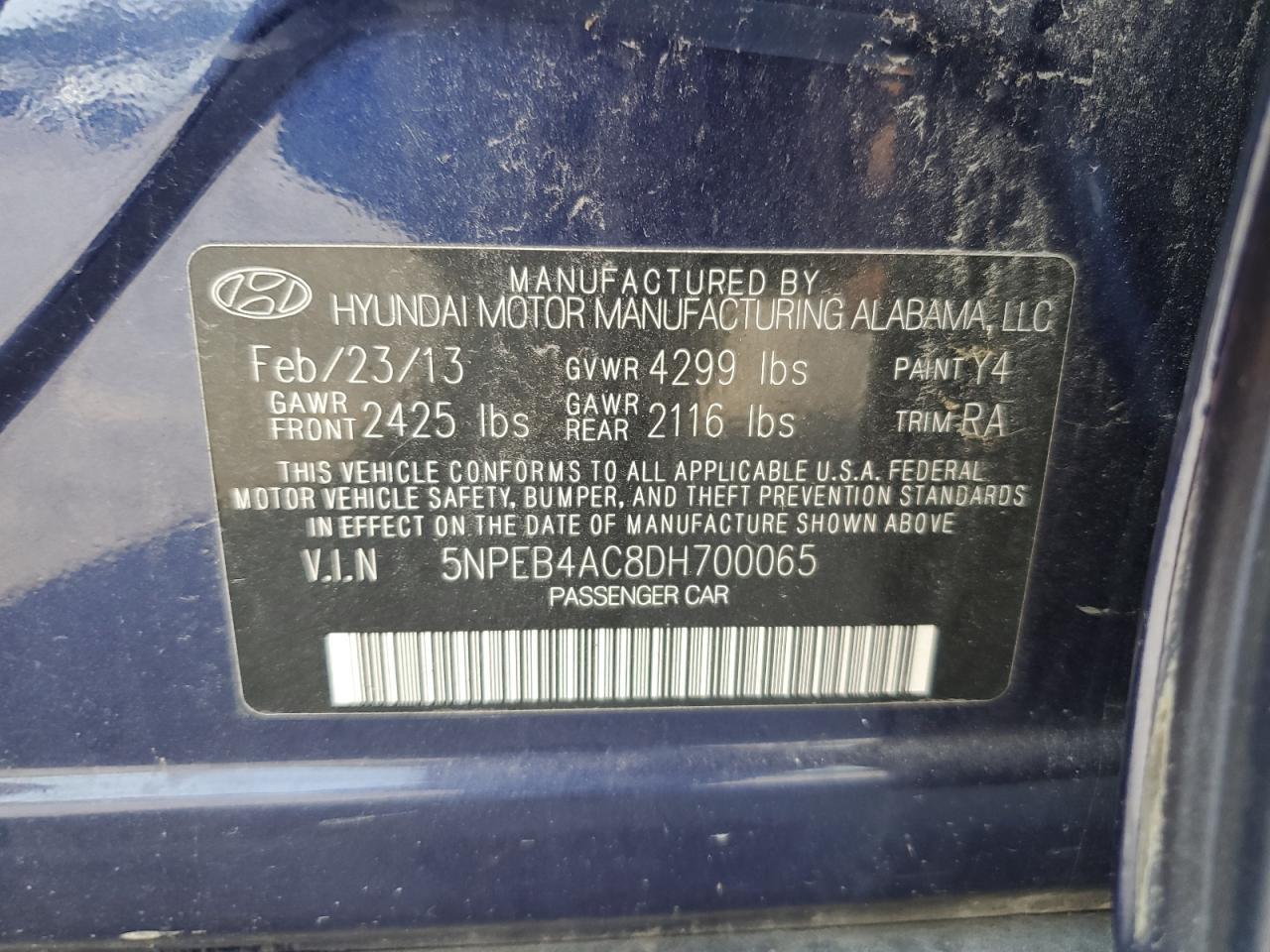 2013 HYUNDAI SONATA