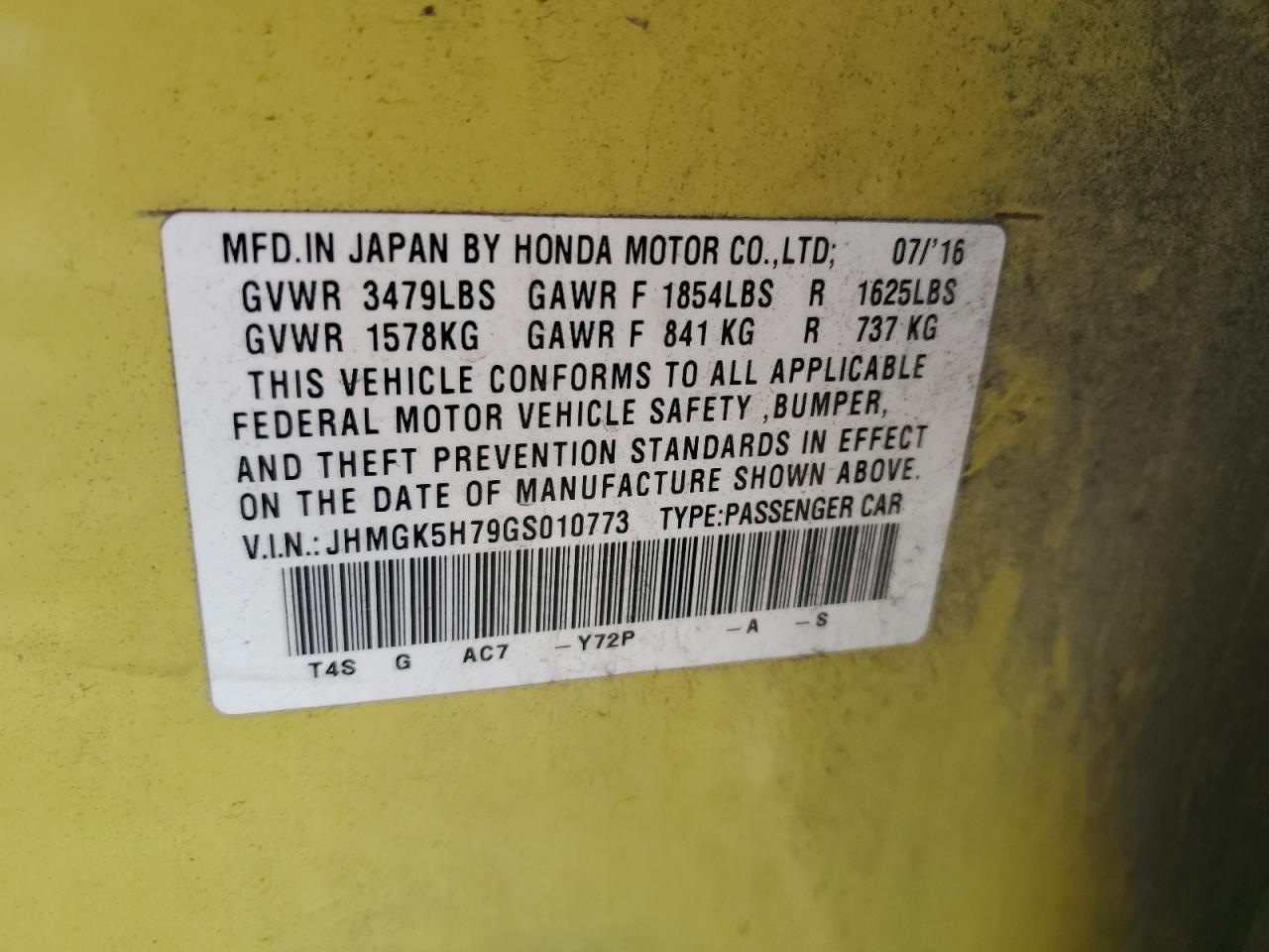 2016 HONDA FIT