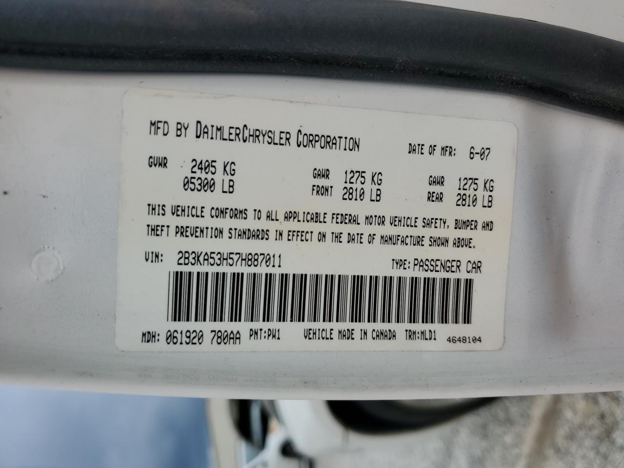 2007 DODGE CHARGER