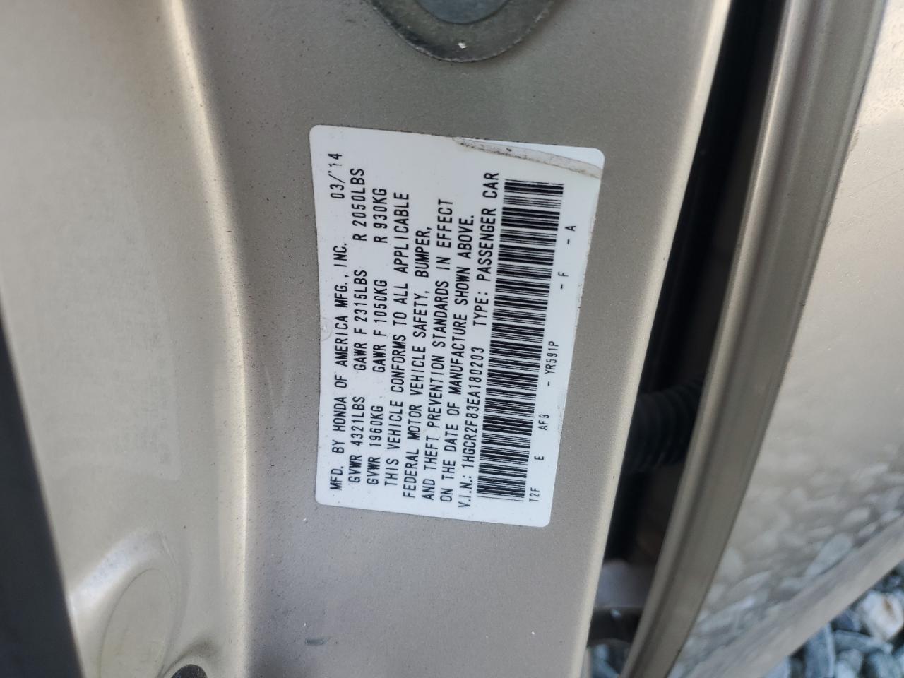 2014 HONDA ACCORD