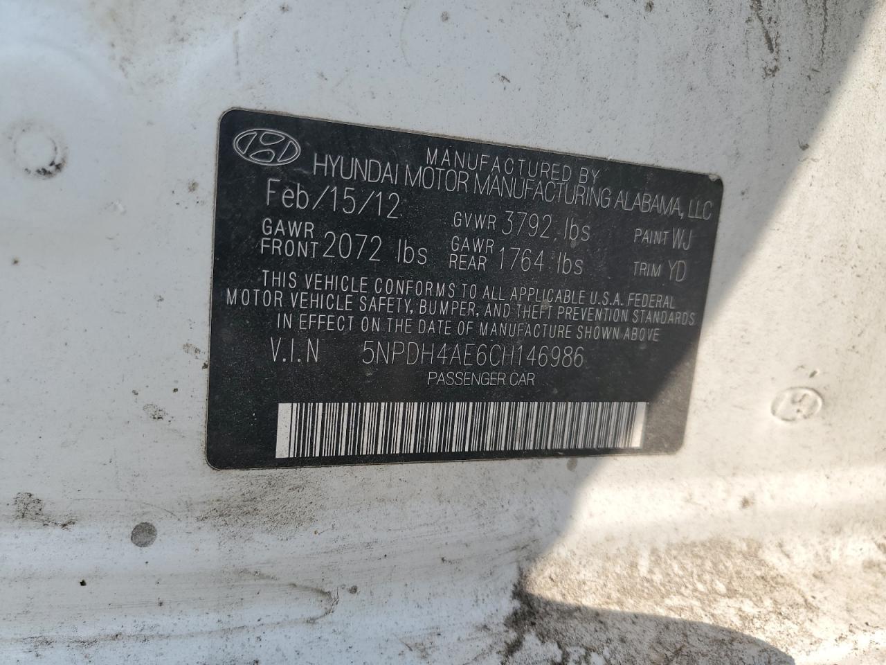 2012 HYUNDAI ELANTRA