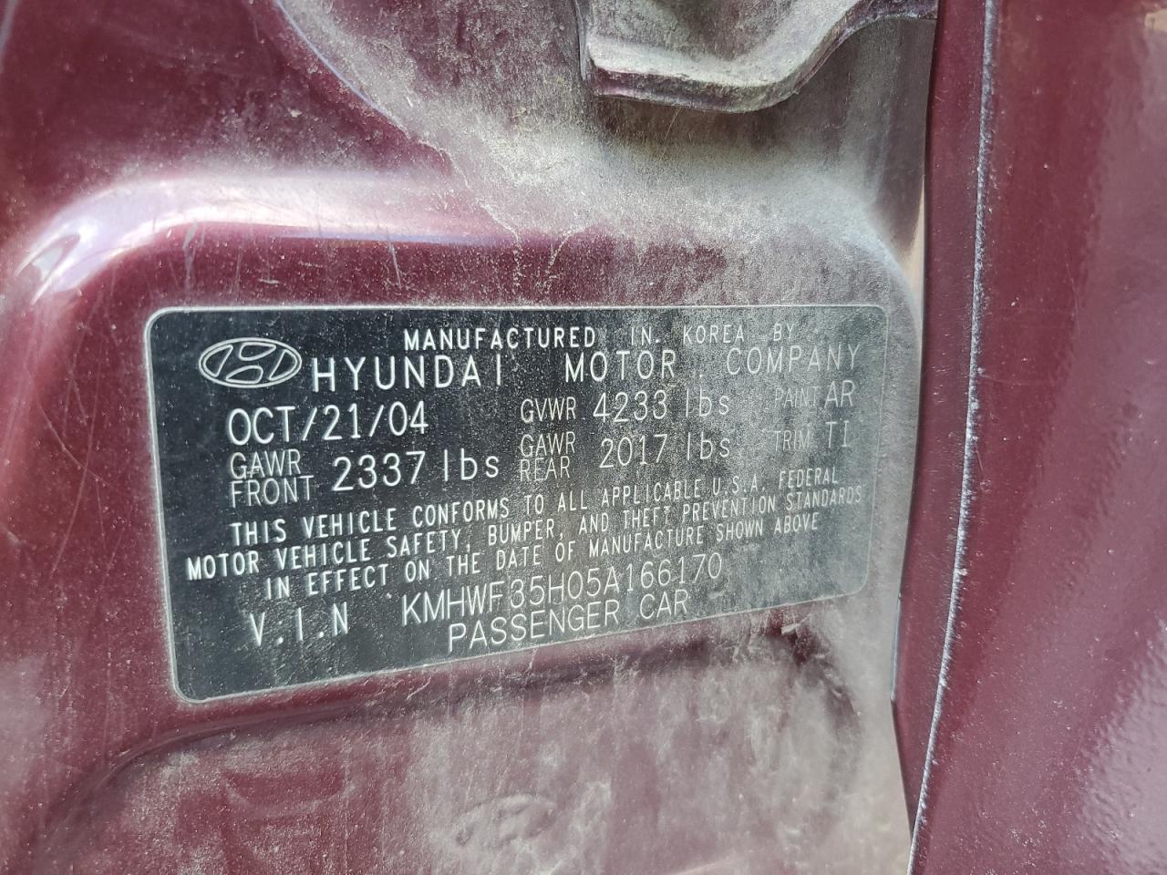 2005 HYUNDAI SONATA