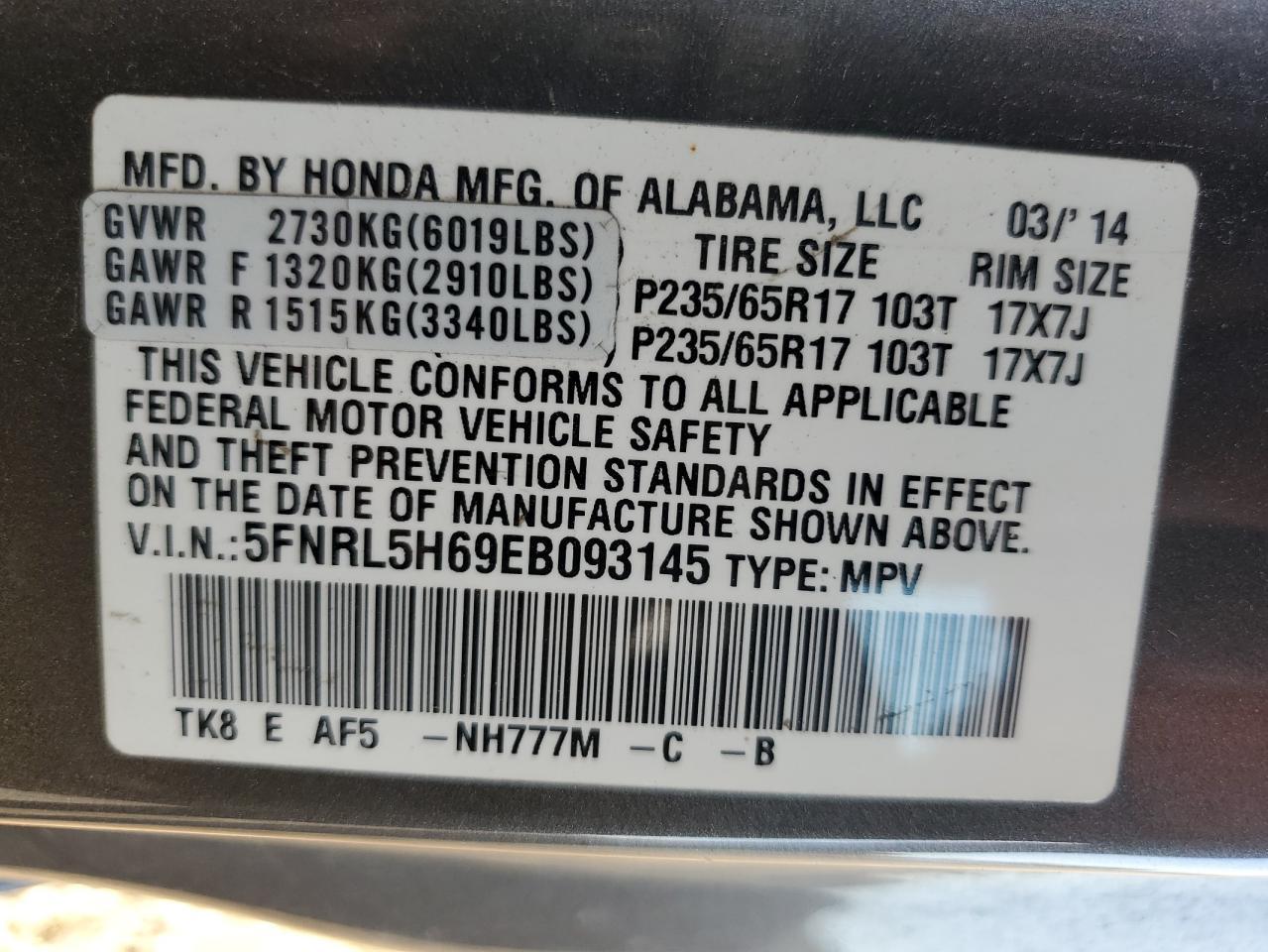 2014 HONDA ODYSSEY
