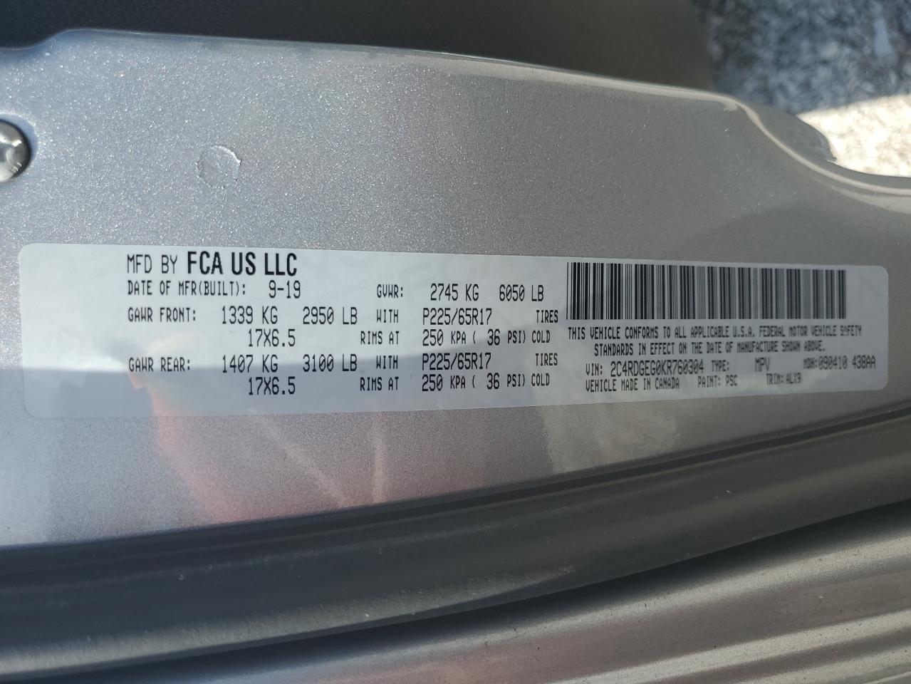 2019 DODGE GRAND CARAVAN