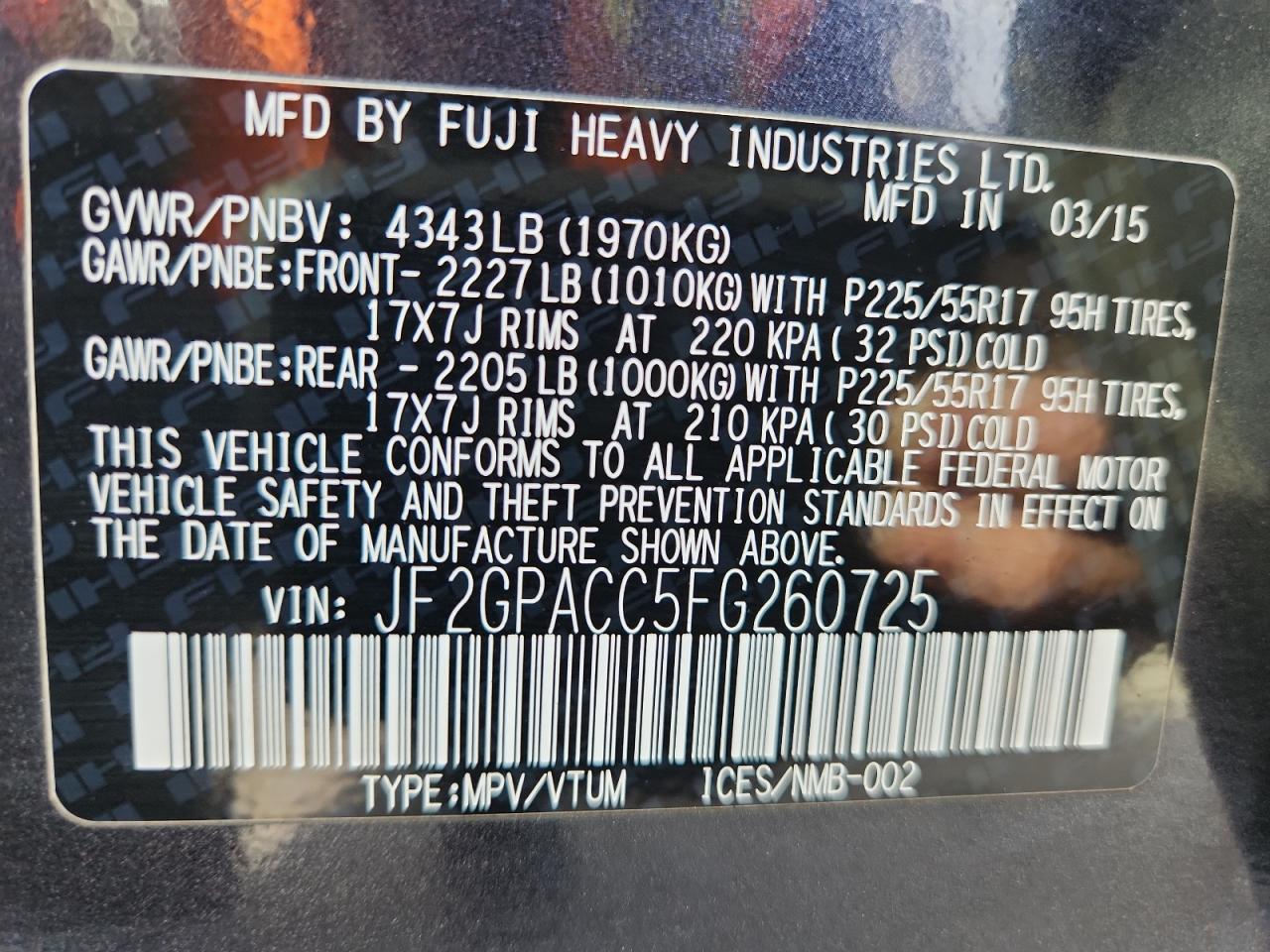 2015 SUBARU XV Crosstrek