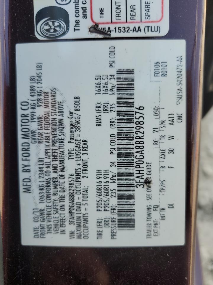 2011 FORD FUSION