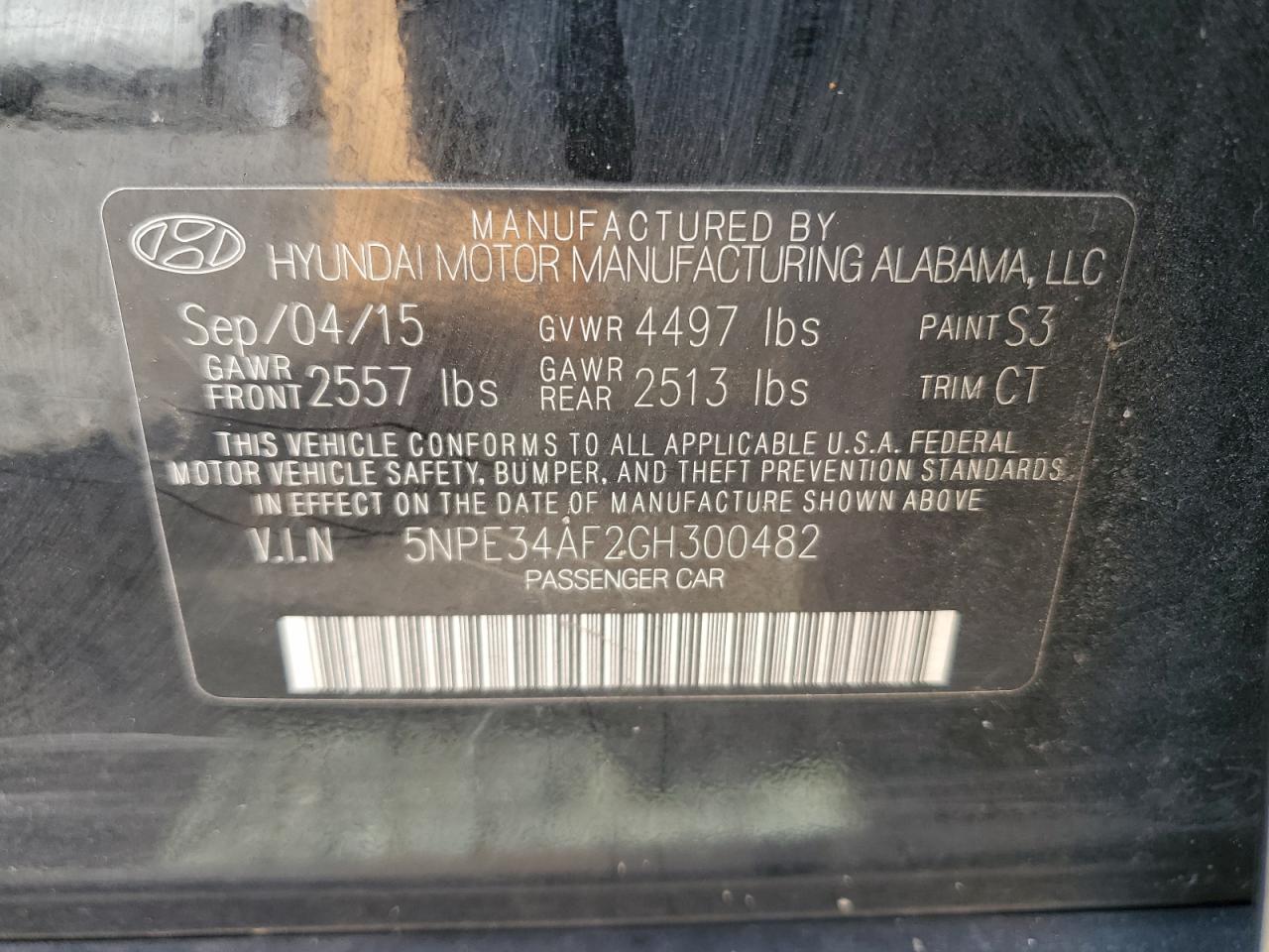 2016 HYUNDAI SONATA