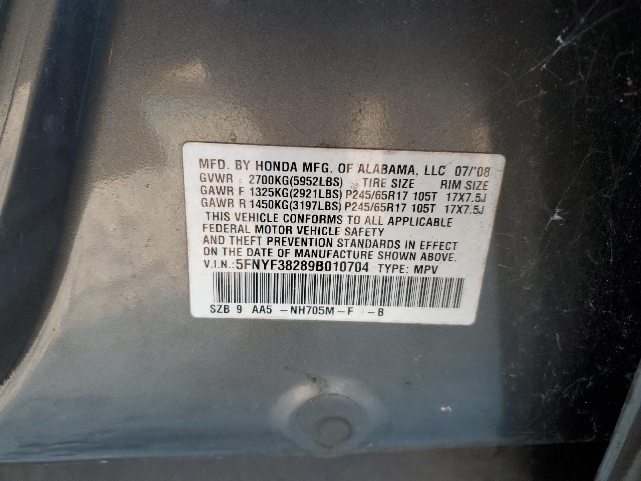 2009 HONDA PILOT