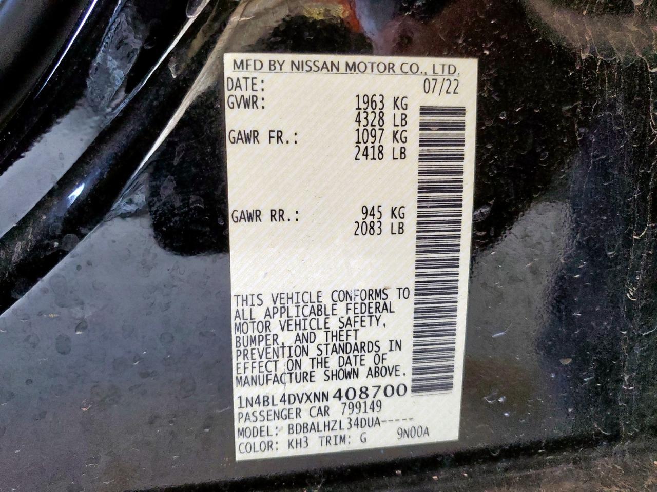 2022 NISSAN ALTIMA
