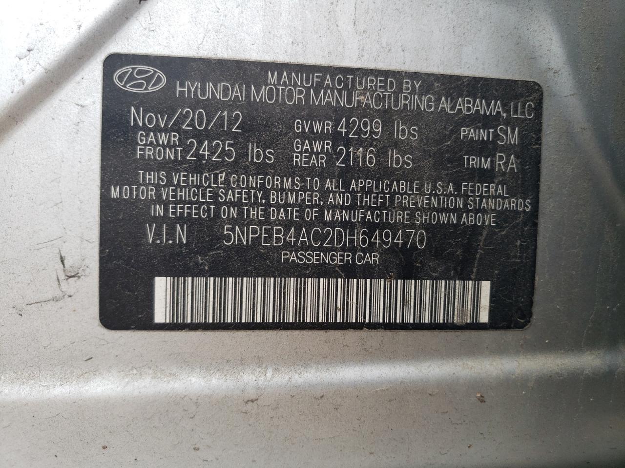 2013 HYUNDAI SONATA
