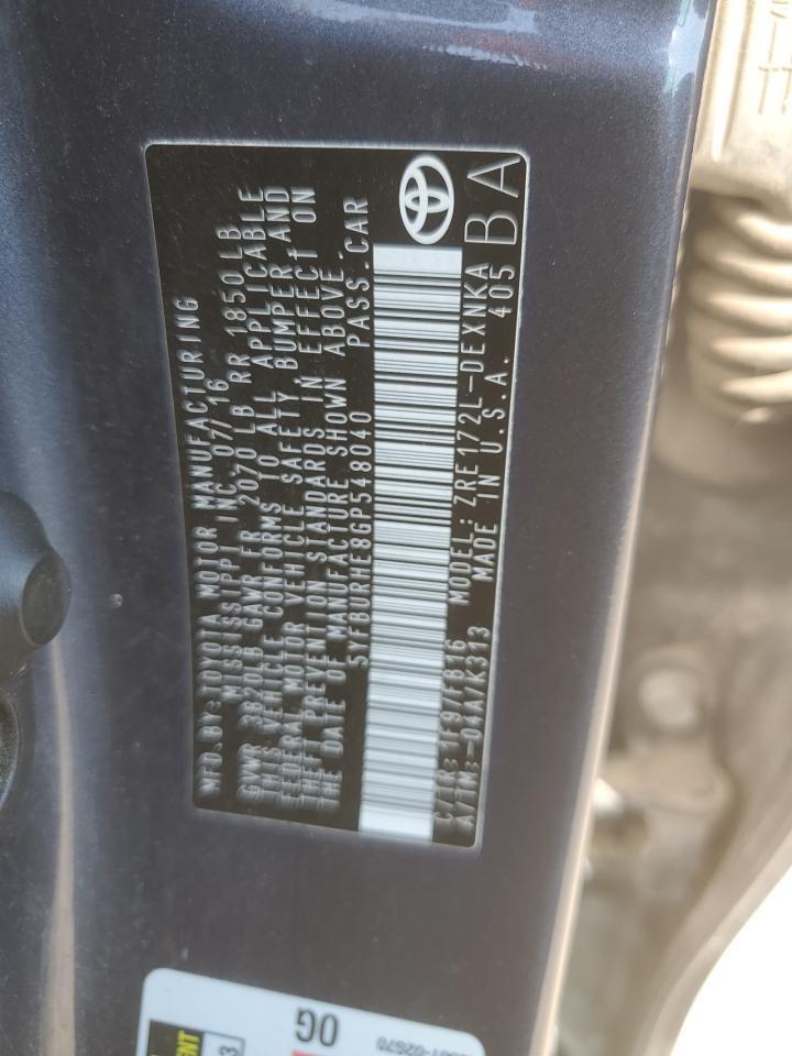 2016 TOYOTA COROLLA
