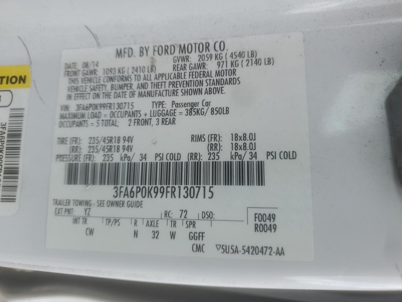 2015 FORD FUSION