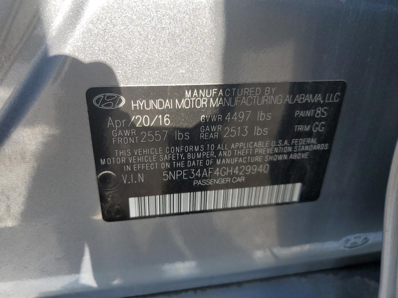 2016 HYUNDAI SONATA
