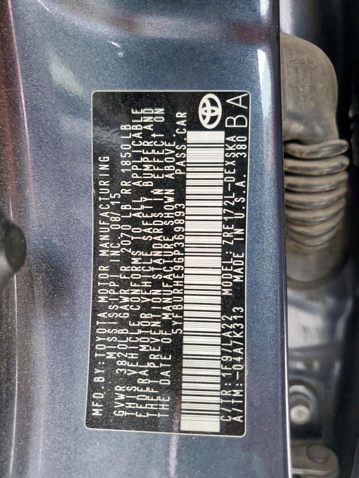 2016 TOYOTA COROLLA