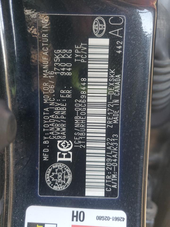 2016 TOYOTA COROLLA