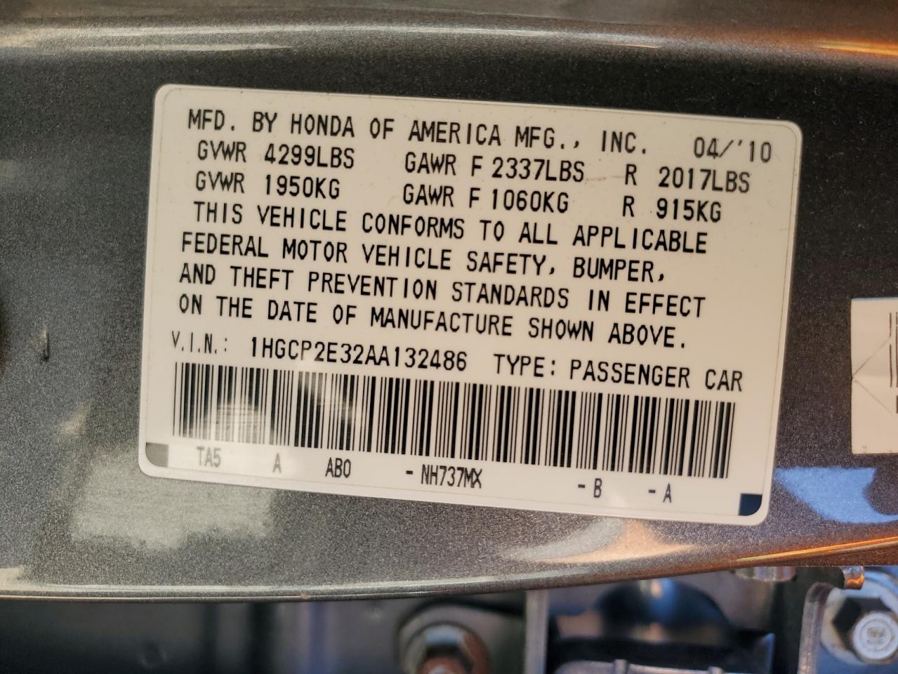 2010 HONDA ACCORD