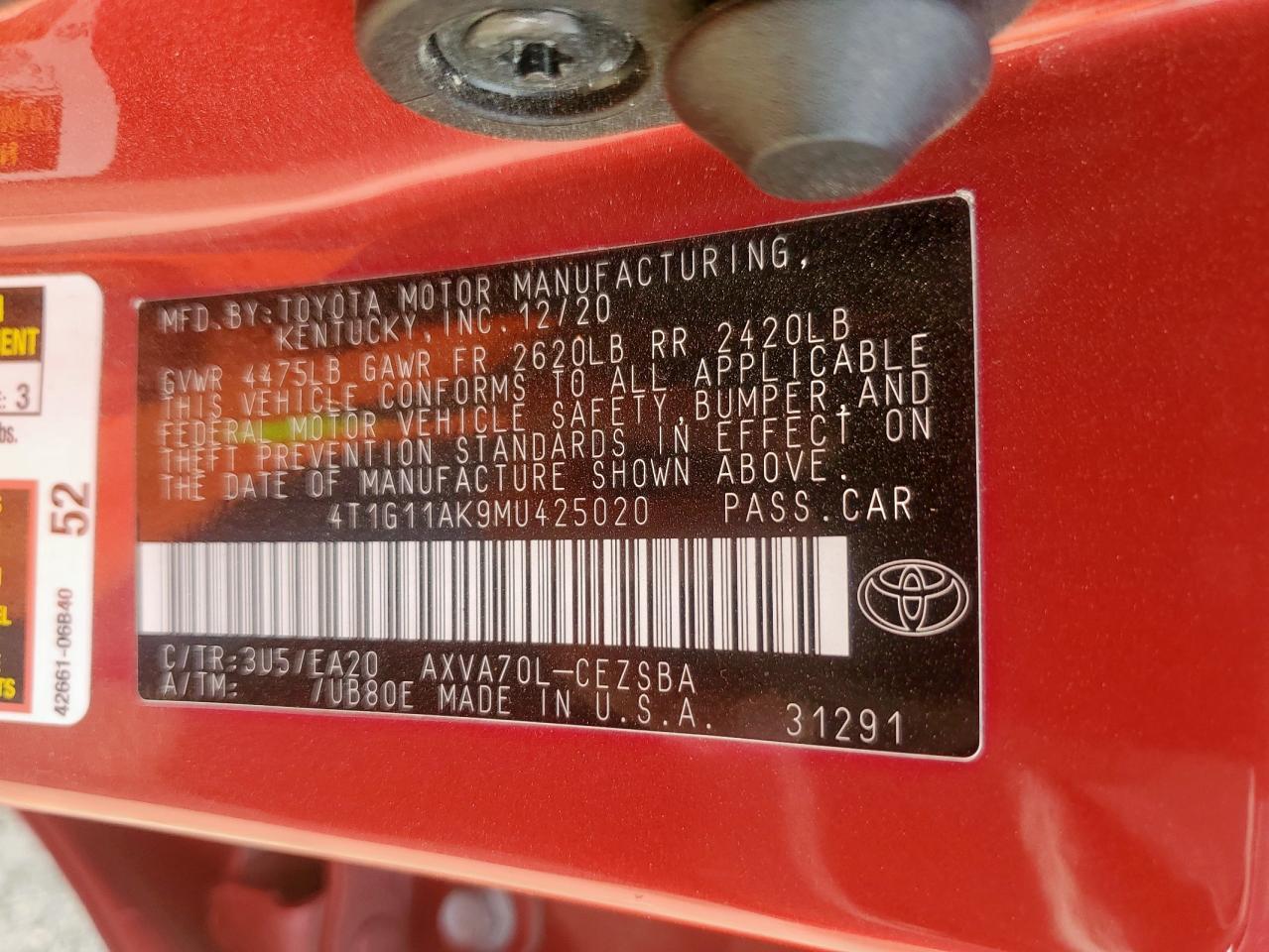 2021 TOYOTA CAMRY
