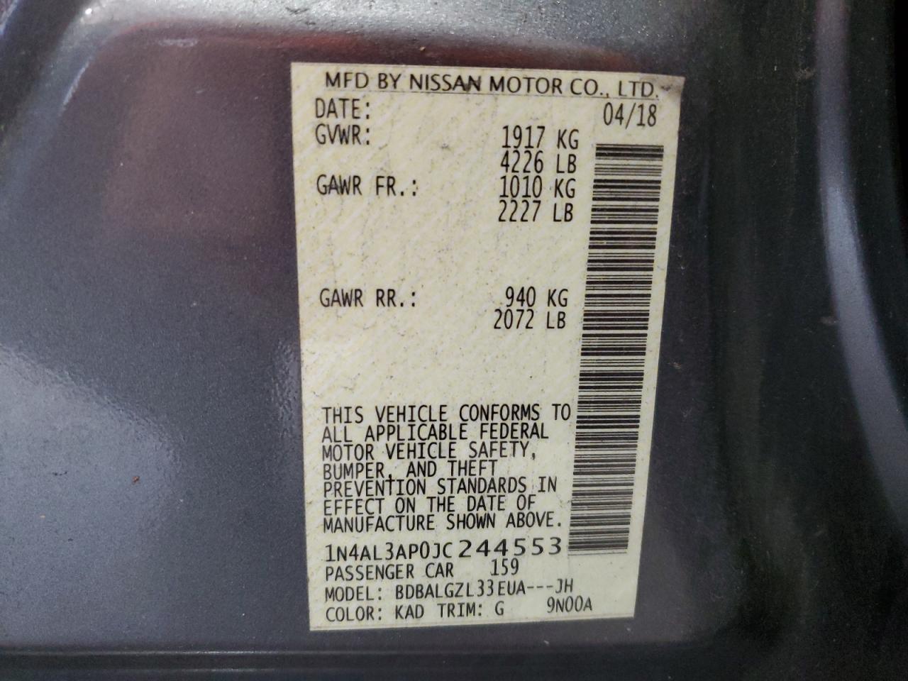 2018 NISSAN ALTIMA
