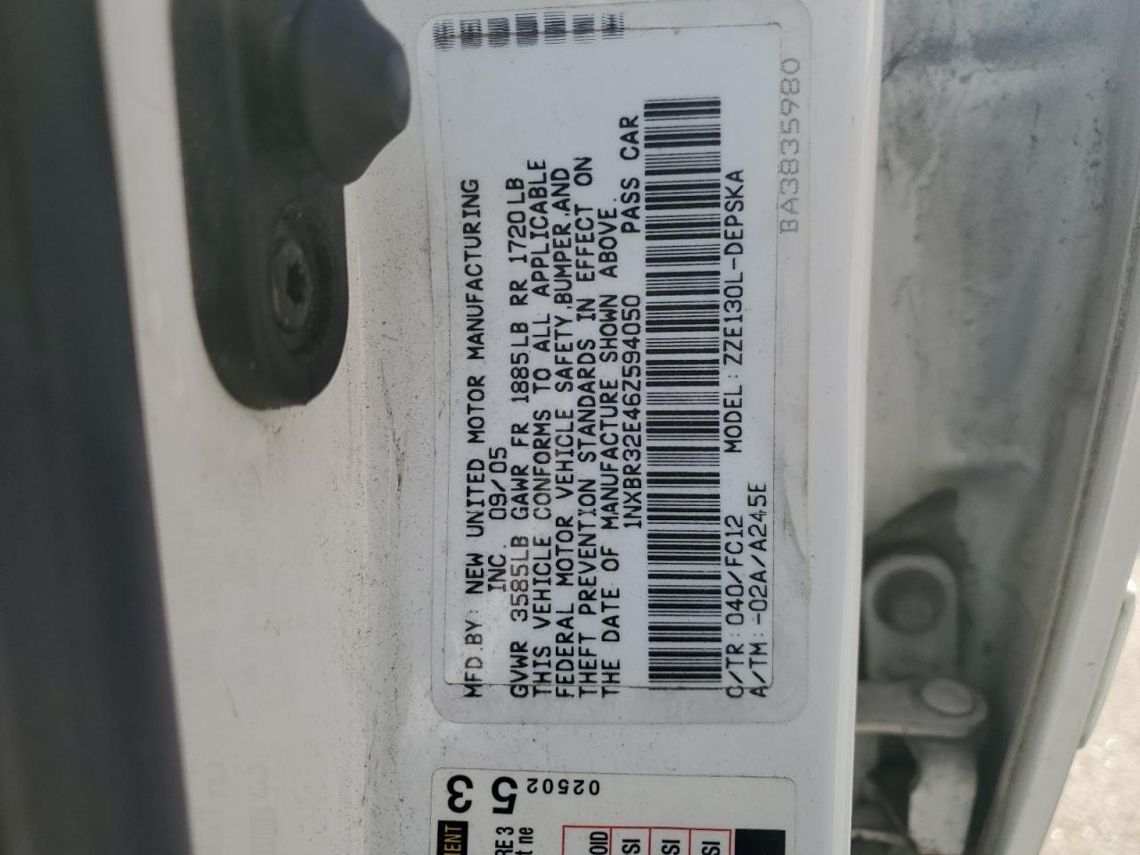 2006 TOYOTA COROLLA