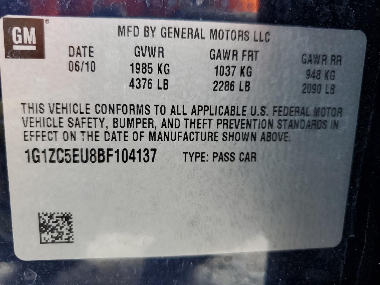 2011 CHEVROLET MALIBU