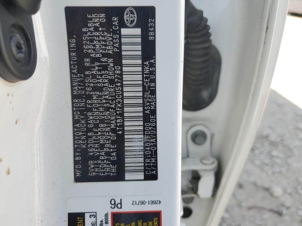 2012 TOYOTA CAMRY