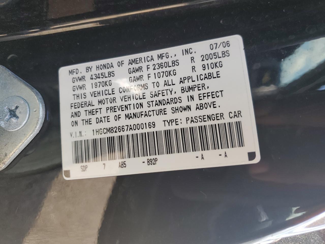 2007 HONDA ACCORD