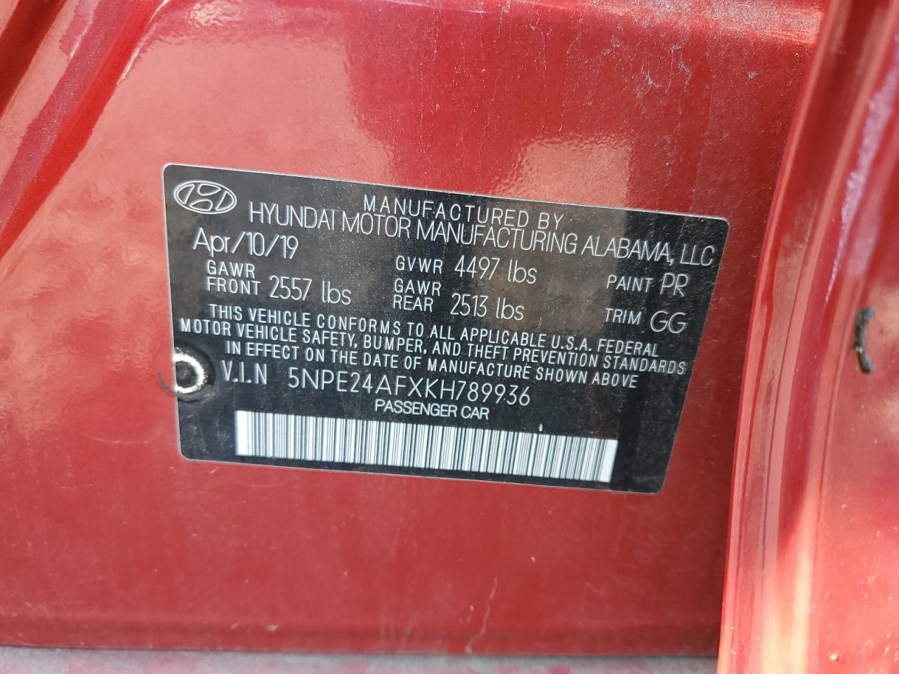 2019 HYUNDAI SONATA