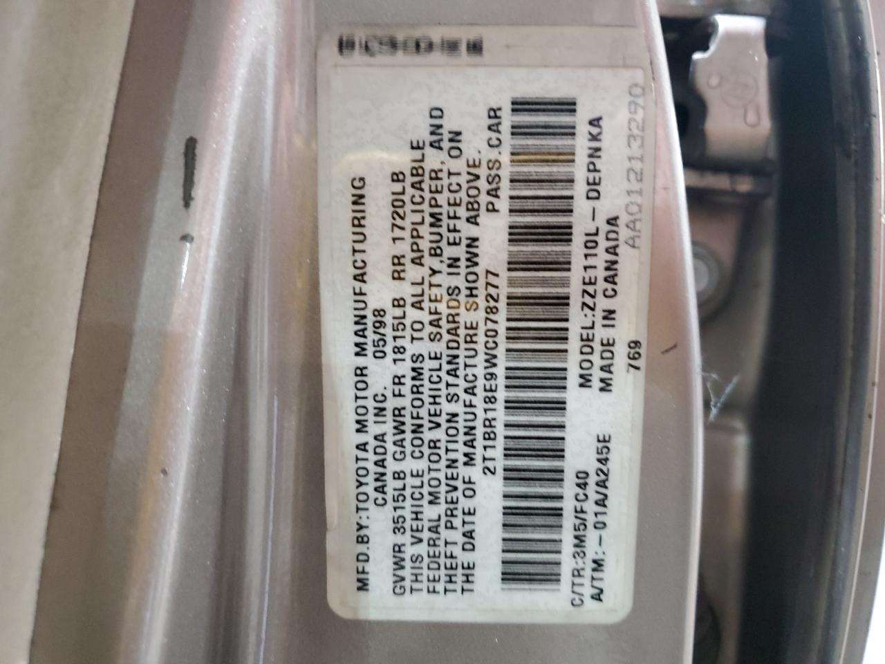 1998 TOYOTA COROLLA