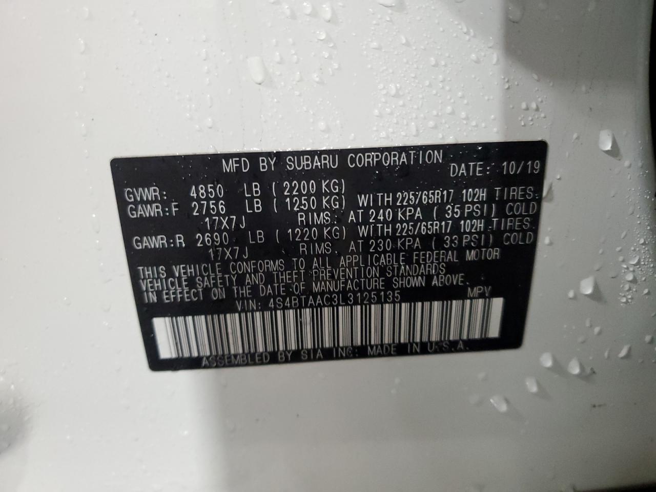 2020 SUBARU Outback