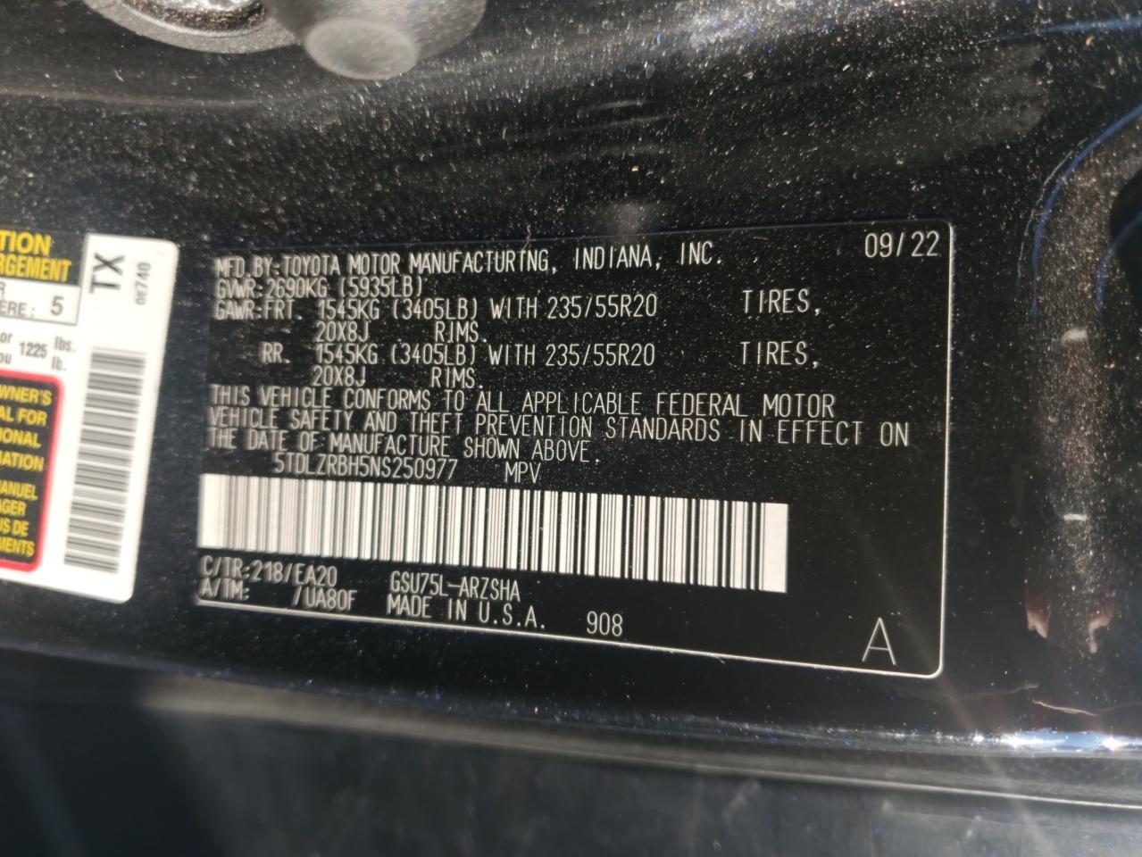 2022 TOYOTA HIGHLANDER