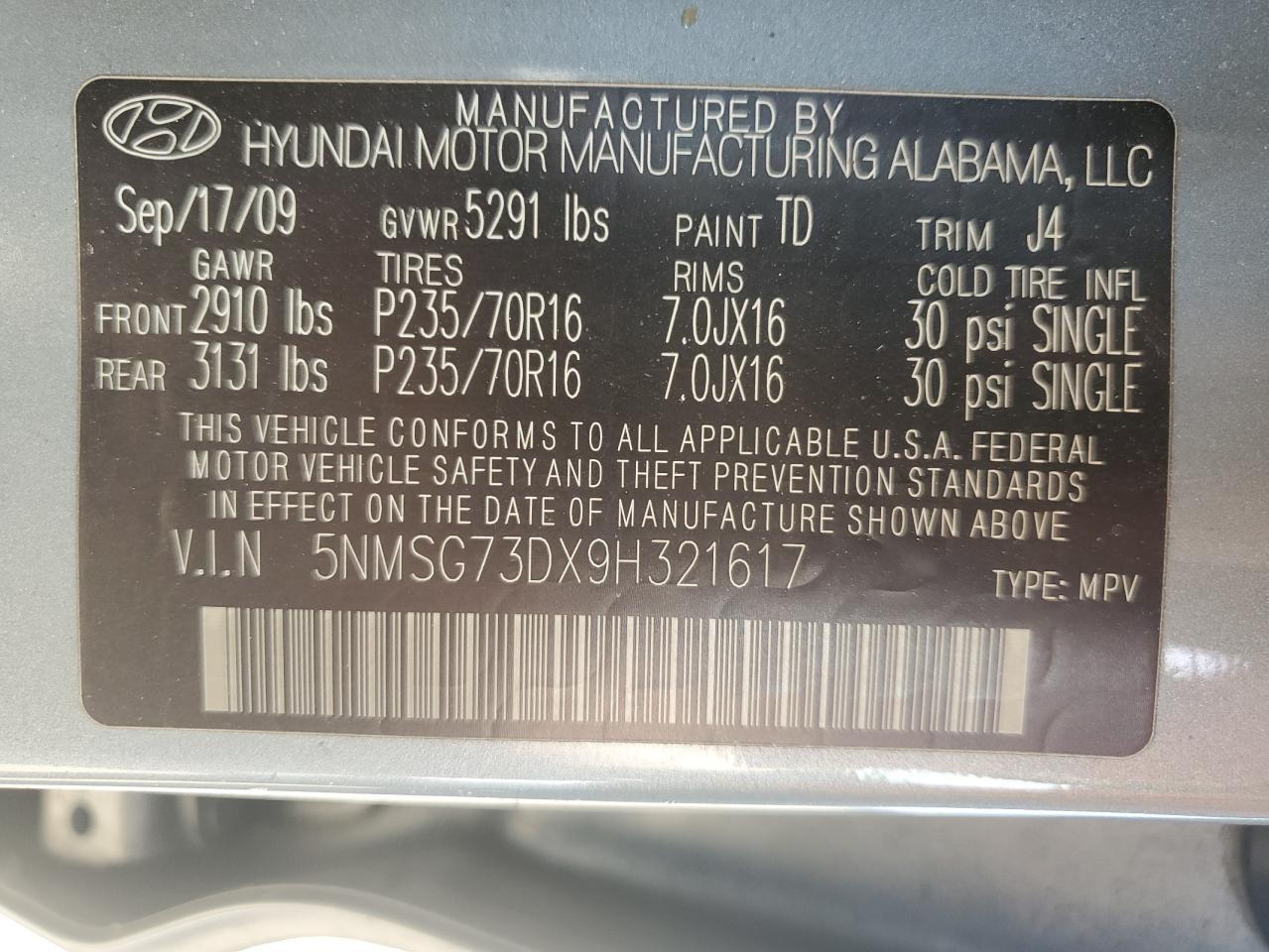 2009 HYUNDAI SANTA FE
