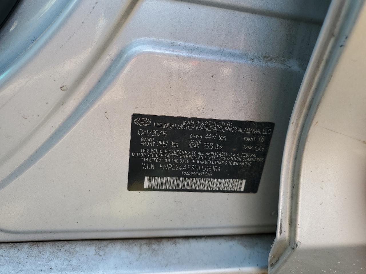 2017 HYUNDAI SONATA