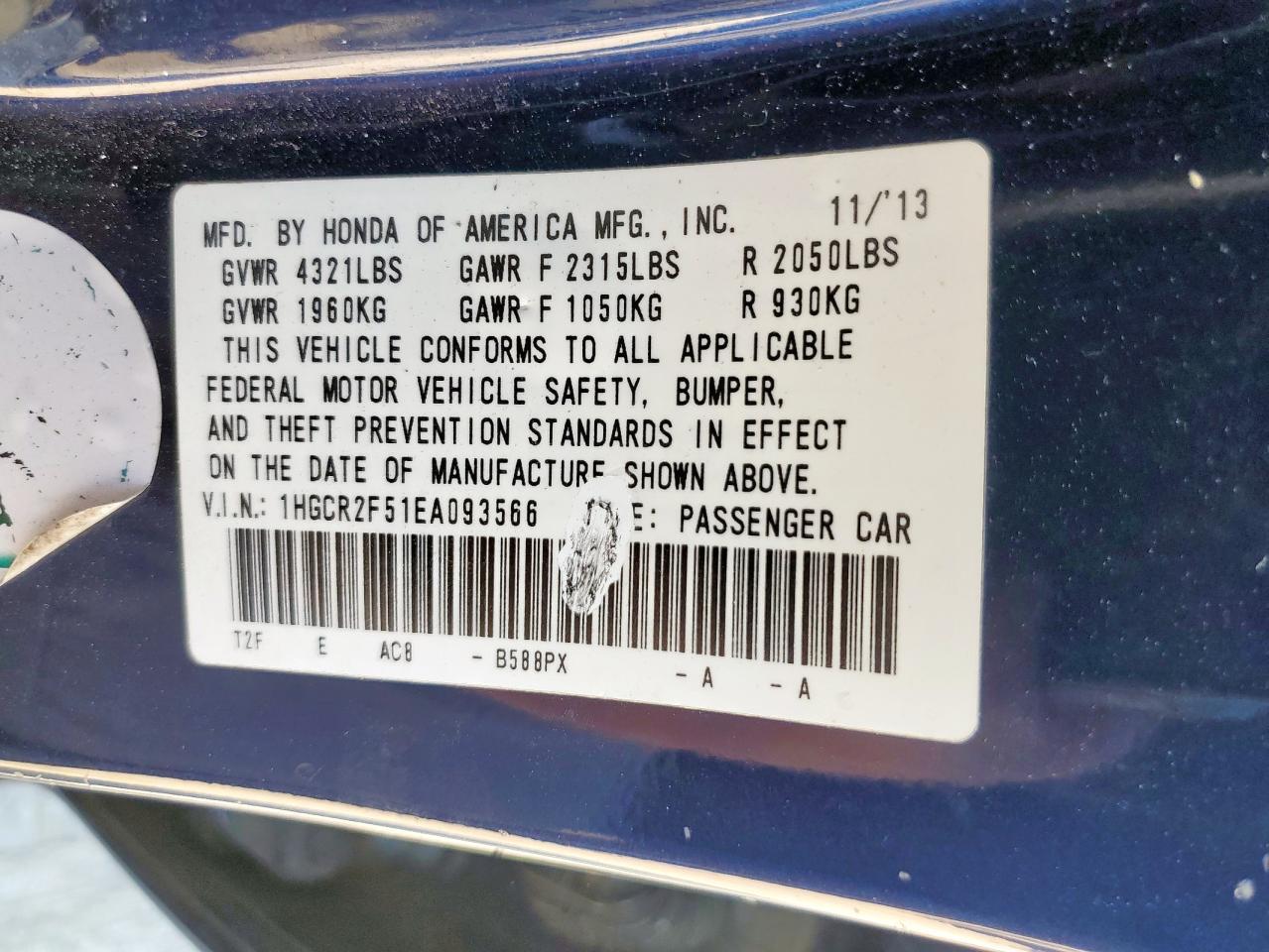 2014 HONDA ACCORD