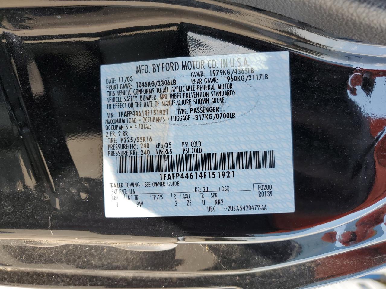 2004 FORD MUSTANG