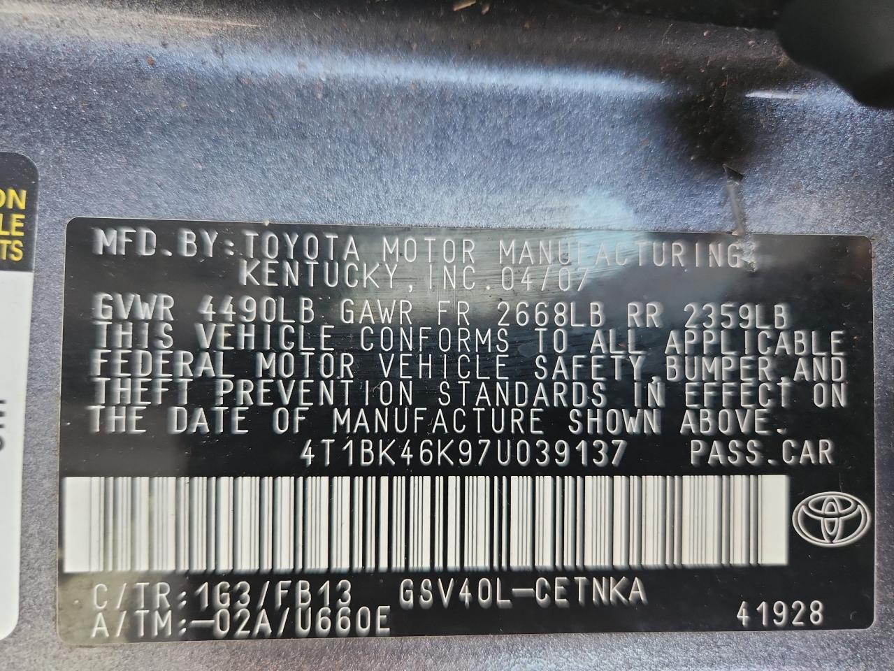 2007 TOYOTA CAMRY