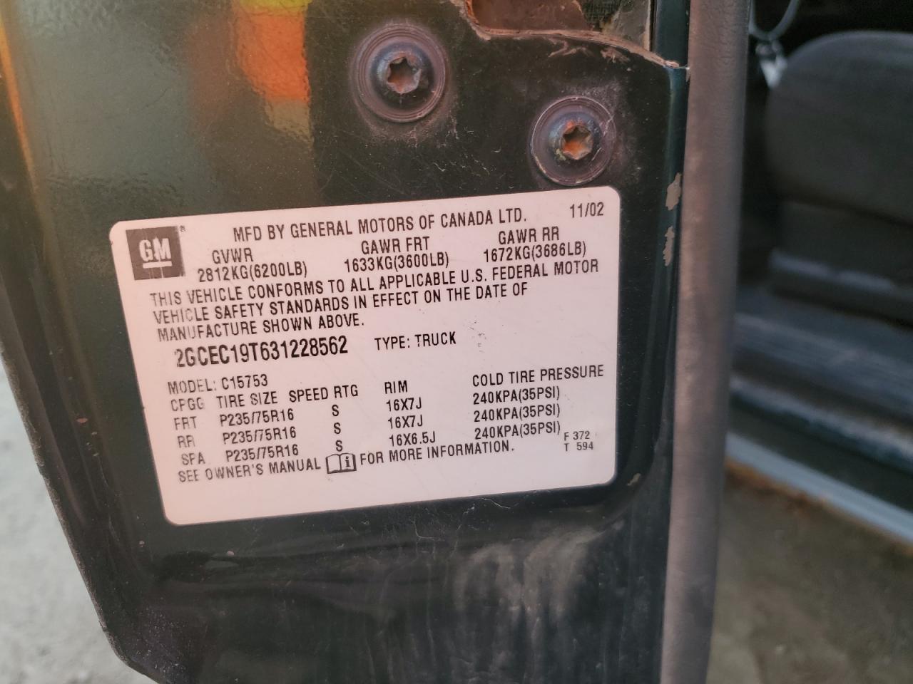 2003 CHEVROLET SILVERADO 1500