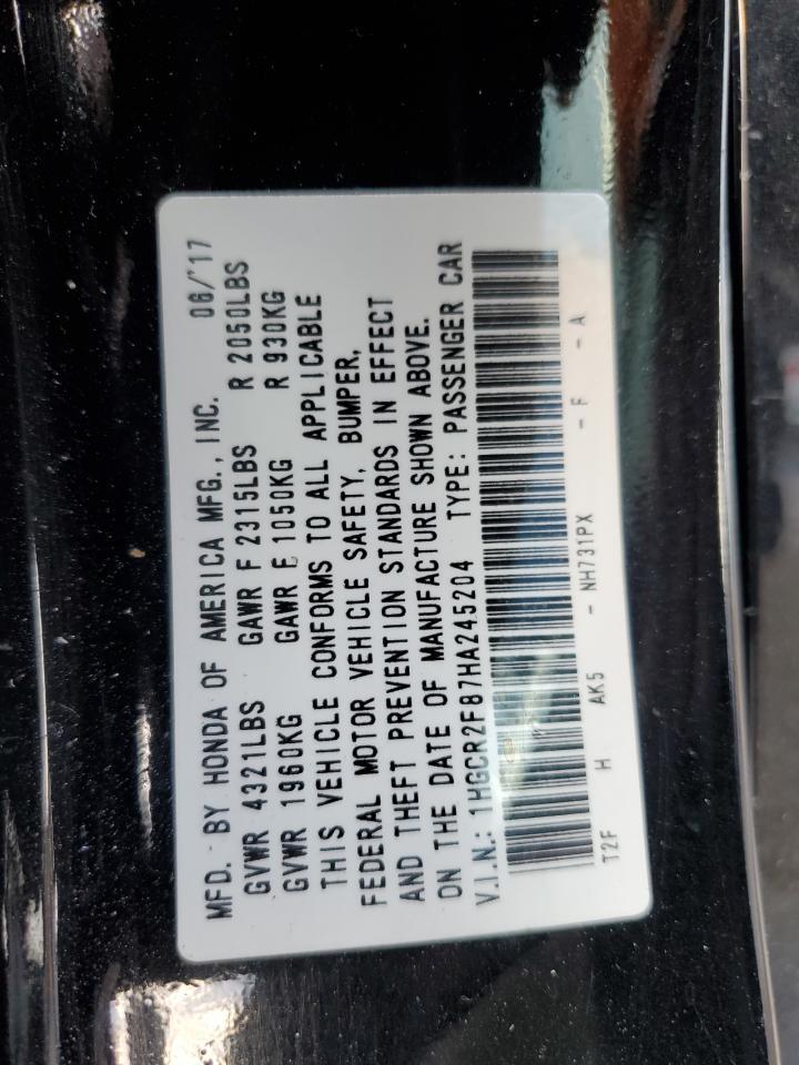 2017 HONDA ACCORD