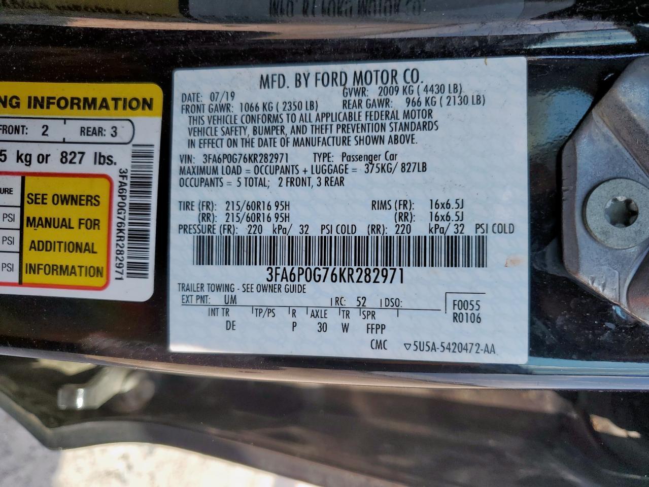 2019 FORD FUSION