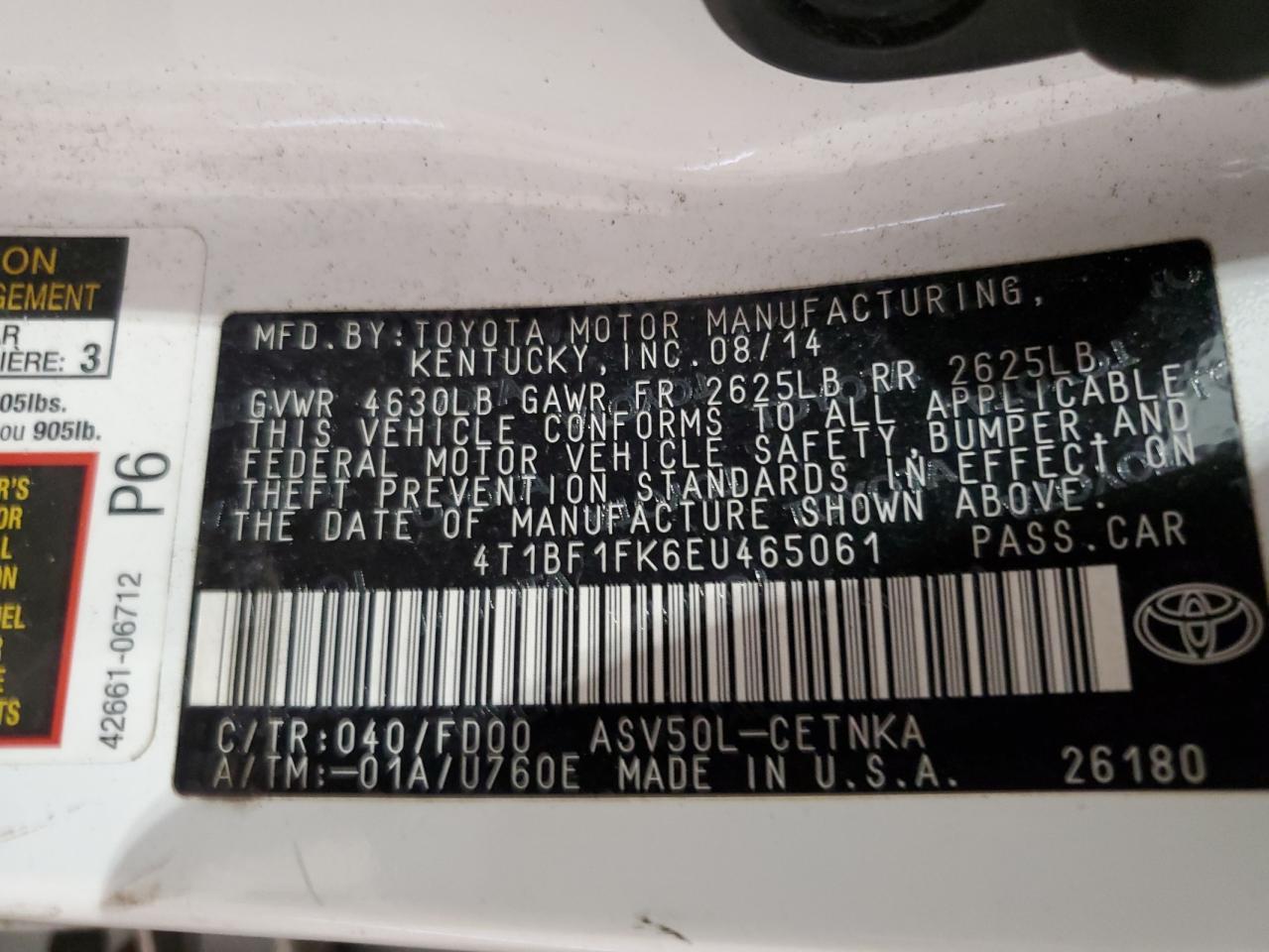 2014 TOYOTA CAMRY