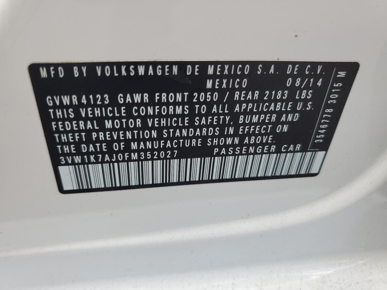 2015 VOLKSWAGEN JETTA